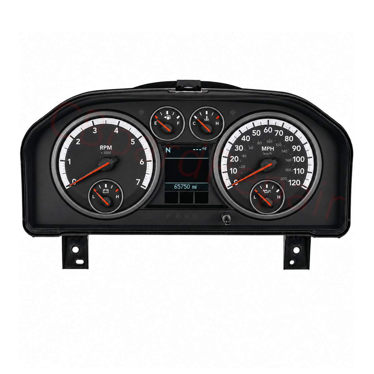 2009-2012 Dodge Ram instrument cluster with analog gauges and a central digital display